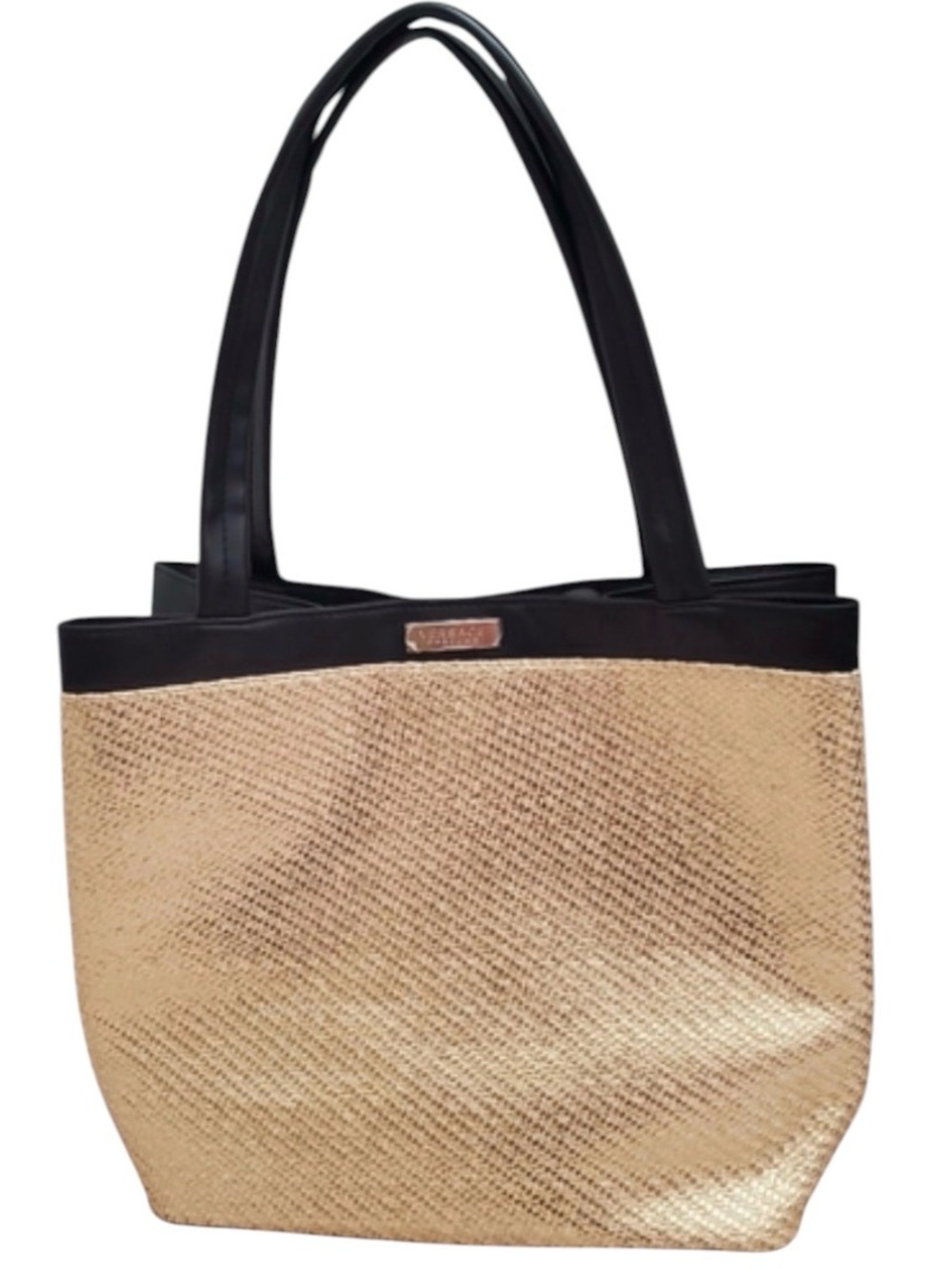 Versace Parfums Metallic Gold Large Tote Handbag Weekend Travel Bag